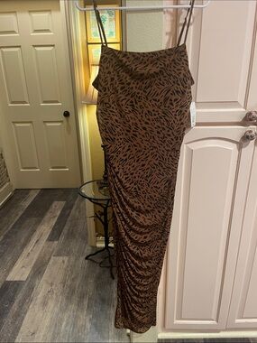 a new day Brown Maxi Slip Dress with Black Animal Print